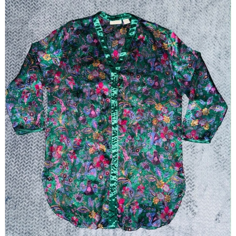 Victoria's‎ Secret Vintage 90's GOLD LABEL Floral Satin Sheer Sleep Lounge Top M